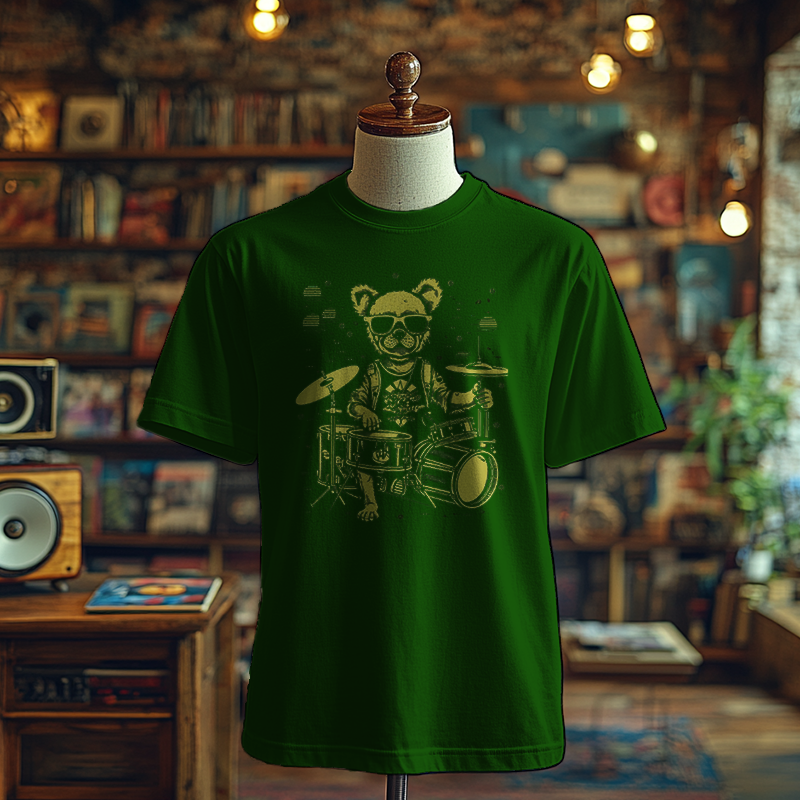 Groovy Drummer Bear - T-Shirt