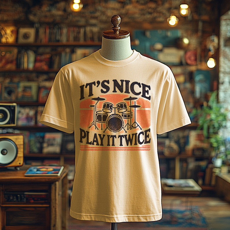 Play it Twice Drum Set Funky T-shirts, Funky Printed T-Shirts, Funky Shirts for Men and Woman